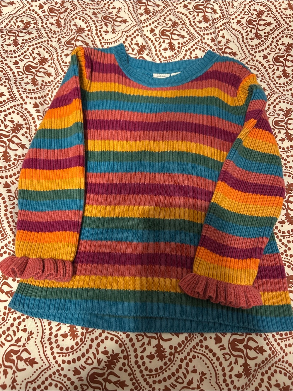 Frugi Organic Cotton Kids Rainbow Striped Long-Sleeve Knit Top